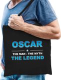 Bellatio Decorations Shoppartners Bv Naam cadeau Tasje voor Oscar - The man, The myth the Legend - katoenen - zwart