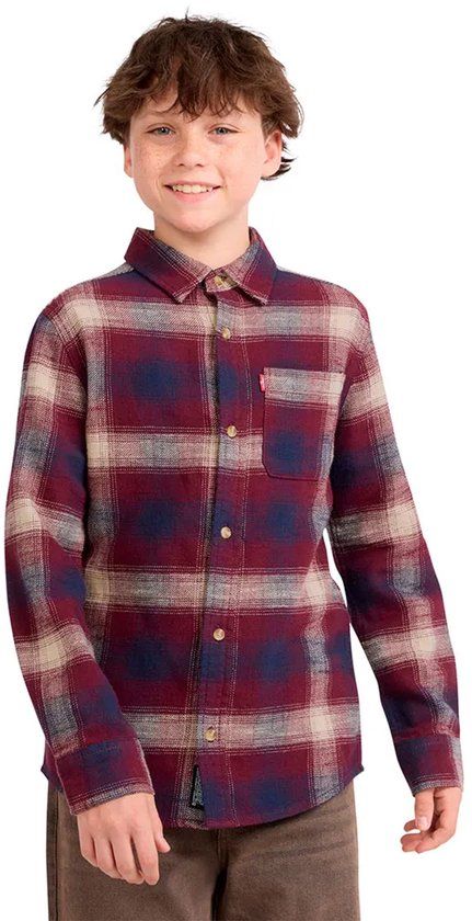 Levi's® Kids Shadow Plaid Overhemd Met Lange Mouwen Rood