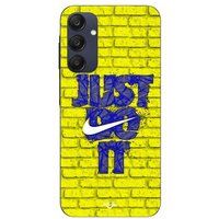 Maniacase Coque Pour Samsung galaxy A25 logo just do it couleur bleu front jaune