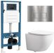 QeramiQ Dely Swirl Compact Toiletset - inbouwreservoir QeramiQ flush - slim zitting - metalen bedieningsplaat RVS - rechthoekige knoppen - glans wit
