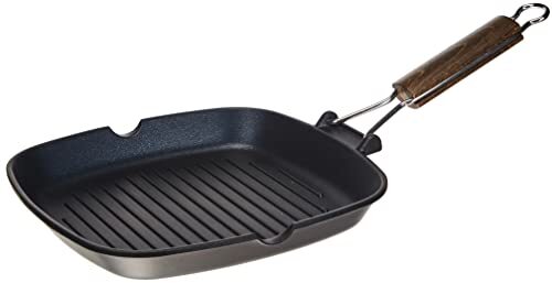 Casa Viva Home Delizia grillpan, antiaanbaklaag met flexibele greep, vierkant, persdruk aluminium, zwart, 26 x 26 cm