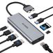 MacBook Dockingstation voor Pro MacBook Pro met 9-in-1 USB-C adaptoren, HDMI-adapter, dual USB-C naar dual HDMI, 3USB, SD/TF100W PD, Grijs