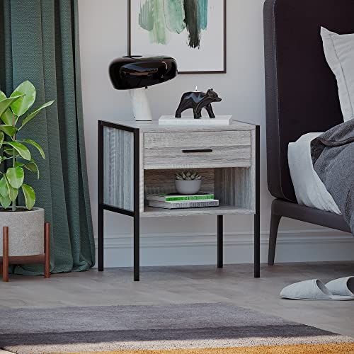 Vida Designs Brooklyn Nachtkastje - Grijs - 1 Lade