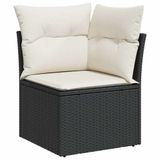 vidaXL 9-delige Loungeset met Kussens, Poly Rattan, Zwart