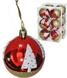 Gerimport Gerim Kerstballen - 12x - 6 cm - Kunststof - Rood