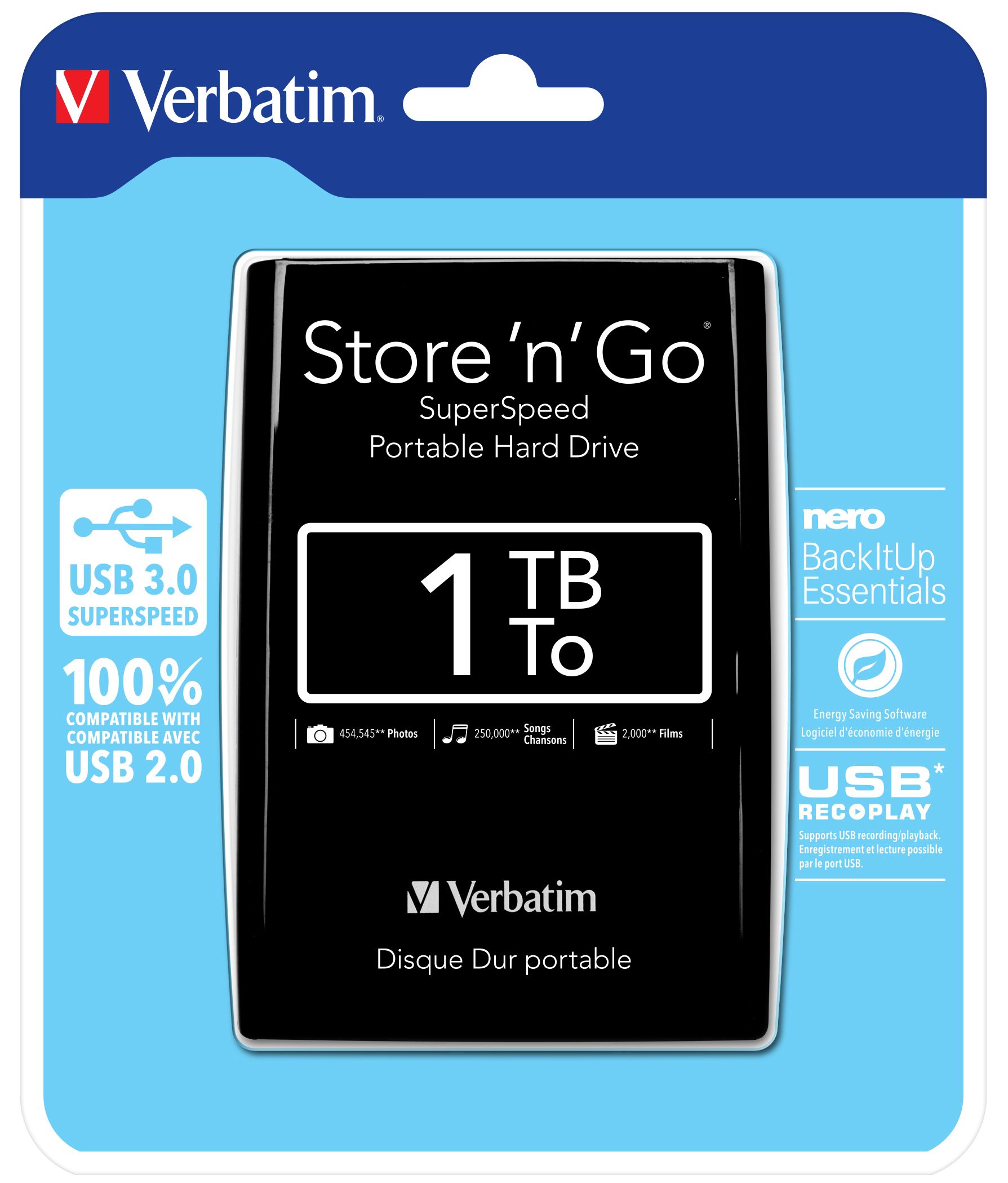 Verbatim Store 'n' Go - Externe Harde Schijf - 1TB - Zwart