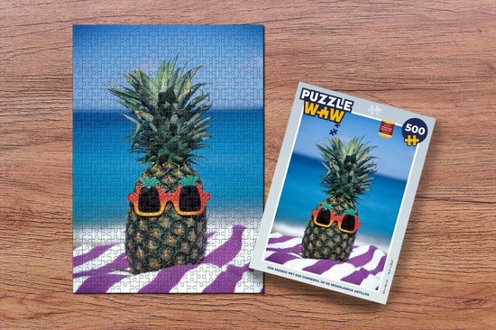 MuchoWow Puzzel Een ananas met een zonnebril op de Nederlandse Antillen - Legpuzzel - Puzzel 500 stukjes