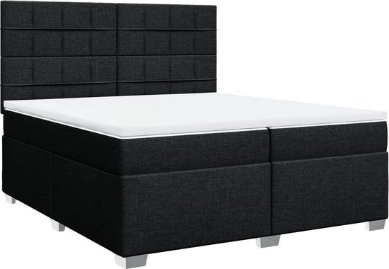 vidaXL Boxspring met matras stof zwart 200x200 cm