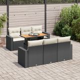 Maison Exclusive - Ensemble de meubles de jardin 7 pièces avec canapé et coussins, noir, en polyrotin