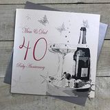 witte White Cotton Cards Grote wenskaart voor mama en papa, verjaardag, bruiloft, robijnrood, 40e verjaardag, handgemaakt, wit