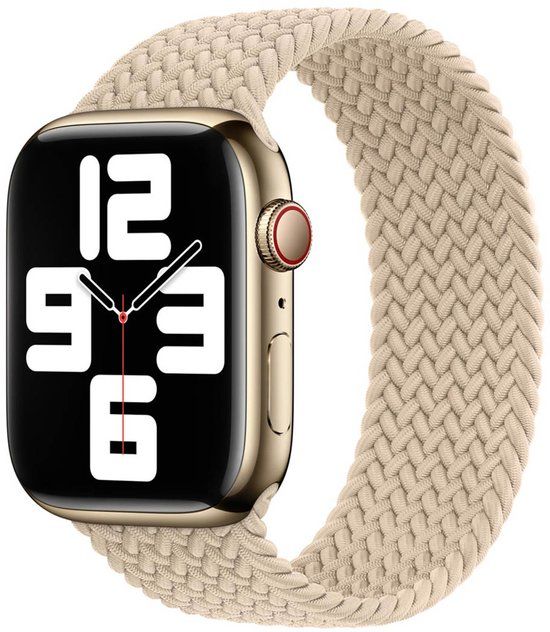 Apple Gevlochten solobandje voor de Apple Watch | 38/40/41/42 mm - Maat 6 - Beige