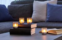 Northpoint Led-accu-lounge-verlichting, set van 4 stuks, met aanraaksensor, draadloos, voor binnen en buiten, RGBW flikkerend effect, transparant, zilver
