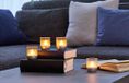Northpoint Led-accu-lounge-verlichting, set van 4 stuks, met aanraaksensor, draadloos, voor binnen en buiten, RGBW flikkerend effect, transparant, zilver