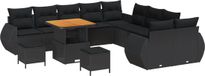 vidaXL - Tuinbank - Set - 13-delig - Zwart - Polyrattan