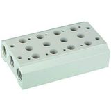 Riegler Meervoudige grondplaat voor 5/2-5/3-weg-ventielen pneumatisch/elektropneumatisch, 2 ventielposities, ventielaansluiting G 1/2