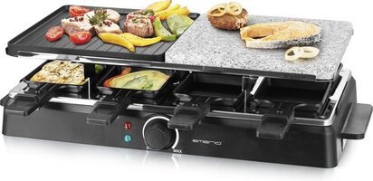 Emerio RG-126708 Raclette - Grill Plaat - Steen - 8 Pannetjes - Zwart