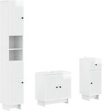 vidaXL - 3-delig - badkamerkast - set - EDE - Hoogglans - Wit - Bewerkt - hout