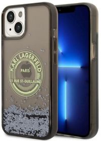 Karl Lagerfeld - iPhone 14 Hoesje - Liquid Glitter - Zwart
