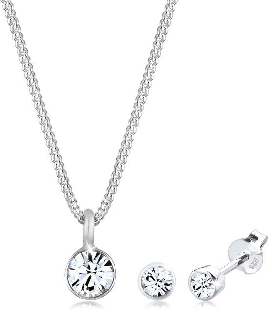 Elli Sieradenset Ketting Knopjes Swarovski® Kristallen 925 Sterling Zilver