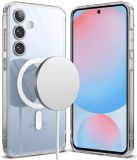 Ringke Fusion Magnetic | Hoesje Geschikt voor Samsung Galaxy S24 FE | Compatibel met MagSafe | Back Cover met Militaire Standaard | Transparant