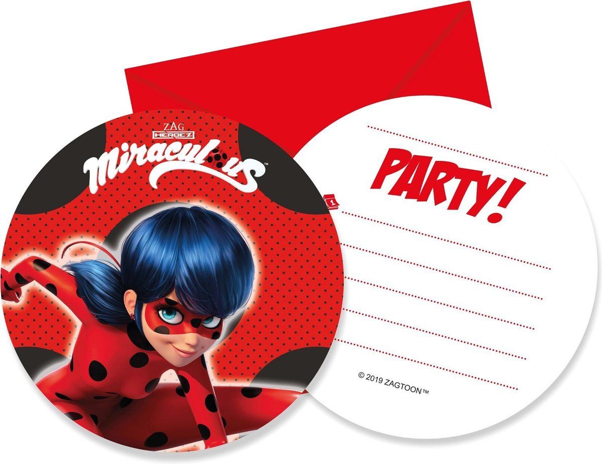 PROCOS - Miraculous Ladybug Uitnodigingen (6 stuks)