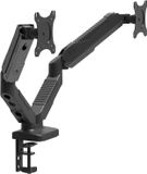 HFTEK Monitor Dubbele tafelhouder voor 2 beeldschermen van 15 tot 27 inch - VESA 75-100 - Volledig beweegbaar