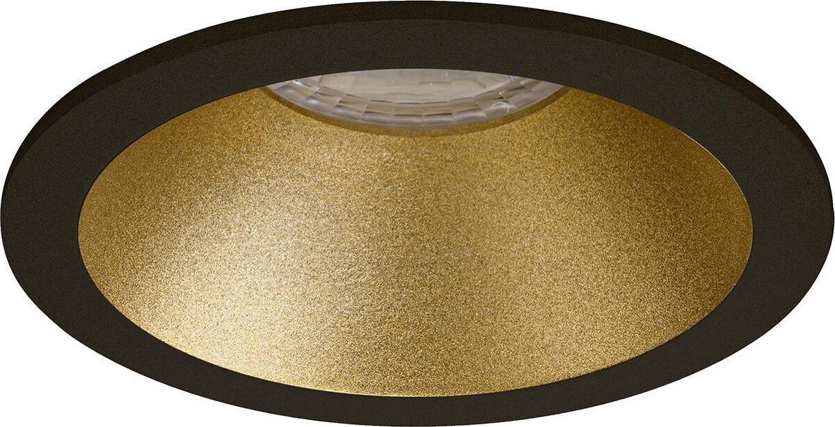 Qualu Spot Armatuur GU10 - Proma Pollon Pro - Inbouw Rond - Mat Zwart/Goud - Aluminium - Verdiept - Ø82mm