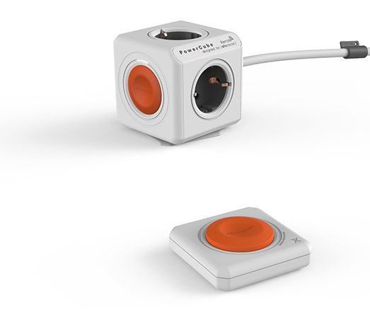 Allocacoc PowerCube Remote Extended + Remote - Stekkerdoos - Wit, Grijs, Oranje