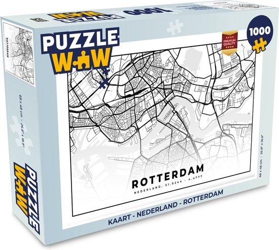 MuchoWow Puzzel Kaart - Nederland - Rotterdam - Legpuzzel - Puzzel 1000 stukjes volwassenen