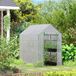Serre de jardin en PE avec rayonnages 2 étages, serre d'extérieur pour balcon, bâche résistante 140 g/m², structure acier, porte à fermeture éclair enroulable, pour légumes plantes fleurs, 186x120x190