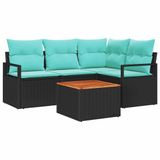vidaXL Tuinbankenset 5 st Zwart poly rattan