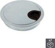 Emuca Lot van 7 ronde kabeldoorvoeren, 80mm diameter, Zamak, Mat verchroomd, voor inbouwmontage