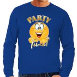 Bellatio Decorations Verkleed sweater voor heren - party time emoji - blauw - themafeesten/carnaval XL