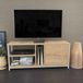 Hanah Home Scandinavische tv-standaard, wit & oak, 120 x 35,3 x 50,8 cm, 100% melamine gecoat particle board, 18 mm dik, stijlvol en functioneel voor moderne woonkamers