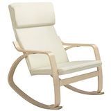 BAKAJI Schommelbank van berkenhout met katoenen bekleding van schuimrubber met hoge dichtheid, schommelstoel en kussens, ergonomische zitting, maximale belasting 130 kg (beige)