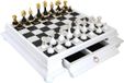 Italfama jeu d'échecs, 47x47 cm, bois et marbre, avec or 24 carats et argent (925), pièces d'échecs 9 cm de haut
