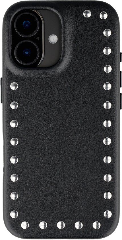 Selencia Hoesje - Geschikt voor Apple iPhone 16 - Studs Backcover geschikt voor MagSafe - Velvet Black