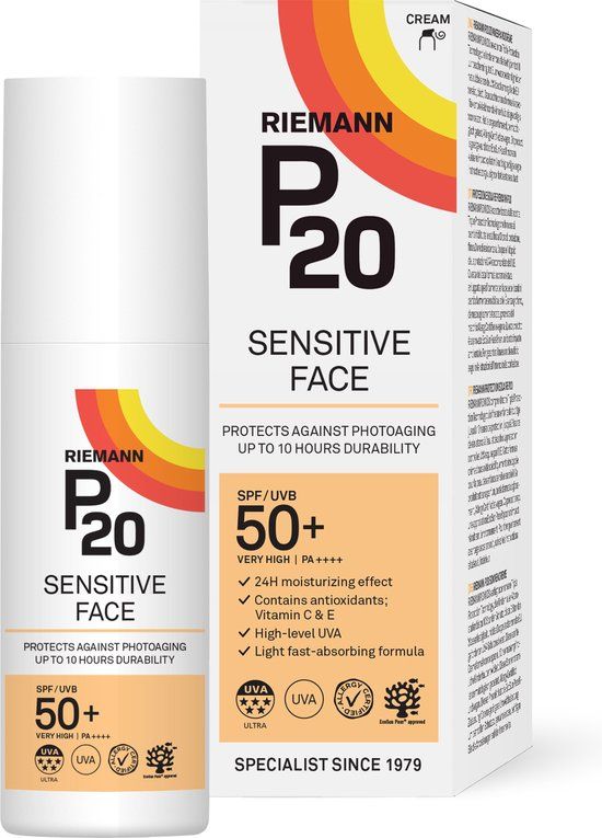Riemann P20 Sensitive Face SPF 50+ - 50g - Zonnebrandcrème voor gevoelige gezichtshuid