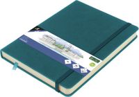Kangaro Schetsboek, A5, Dark Turquoise PU hardcover, 80 vellen, 140 gram, crèmekleurig papier met elastiek en lint