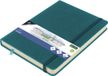 Kangaro Schetsboek, A5, Dark Turquoise PU hardcover, 80 vellen, 140 gram, crèmekleurig papier met elastiek en lint