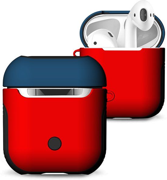 KELERINO. Hybride Silicone Case Cover Hoesje voor Apple Airpods - Rood / Blauw