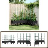 vidaXL Jardinière avec treillis - Noir - 160x120x142,5 cm