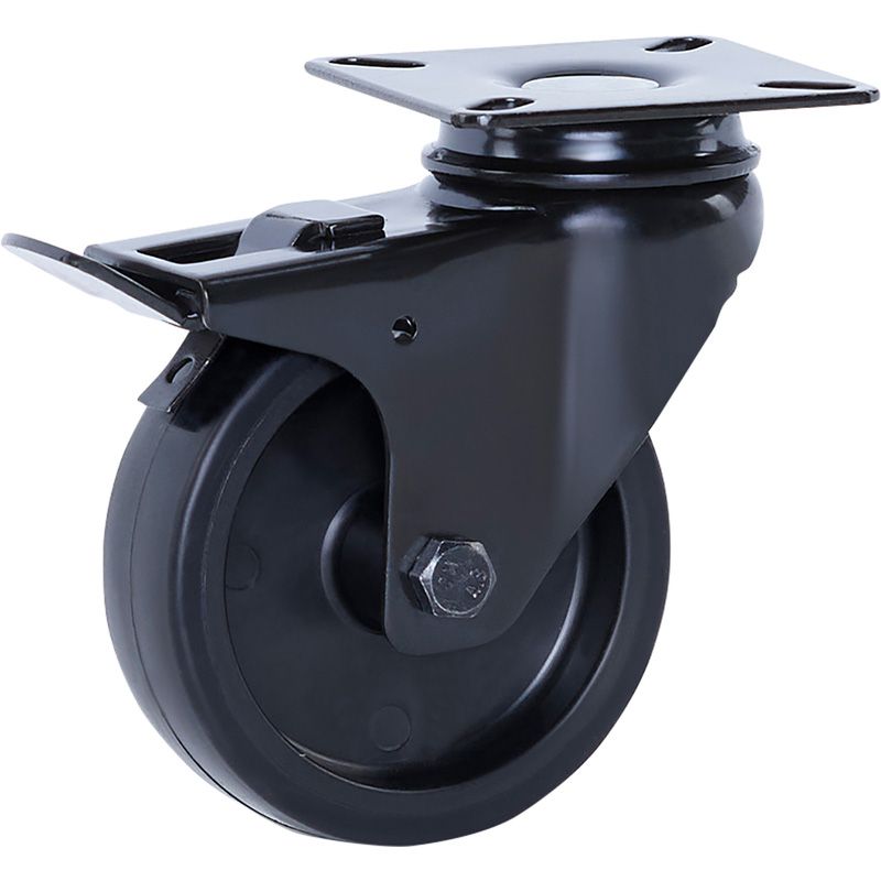 Meso Meubel zwenkwiel met rem zwart 75mm - 60kg draagvermogen