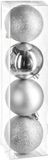 Atmosphera JJA Kerstballen met verschillende afwerkingen, Ø 8 cm, 4 stuks, Zilver