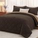 OEM Ensemble de couettes king size, 3 pièces, couleur marron, en microfibre, dimensions 264 x 233 cm
