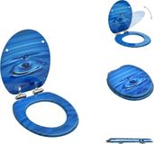 vidaXL Toiletbril met soft-close deksel, waterdruppel design, MDF, blauw