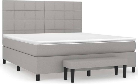 vidaXL Boxspring met matras stof lichtgrijs 160x200 cm