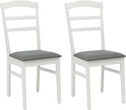 vidaXL Eetkamerstoel 2 stuks Massief Rubberhout Wit en Grijs