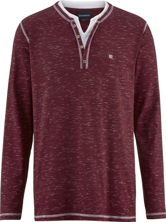 Babista heren shirt met lange mouwen - 56 - donkerrood - Plus Size