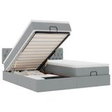 VidaXL Ottoman bed met matrassen en LED's, stof, lichtgrijs, 200x200cm